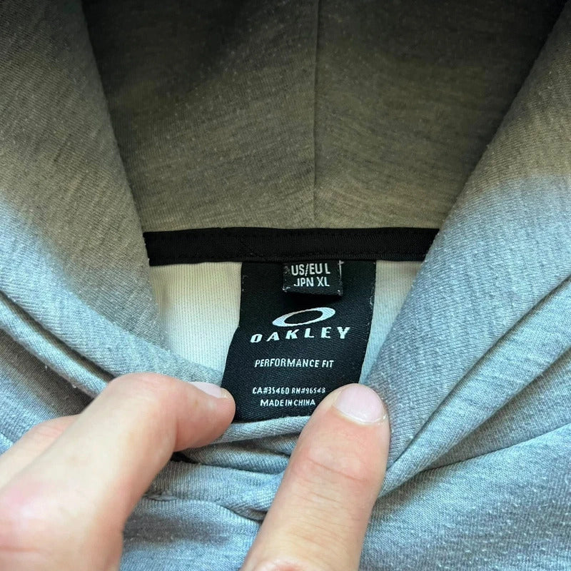 Grey Oakley Embossed Logo Hoodie L