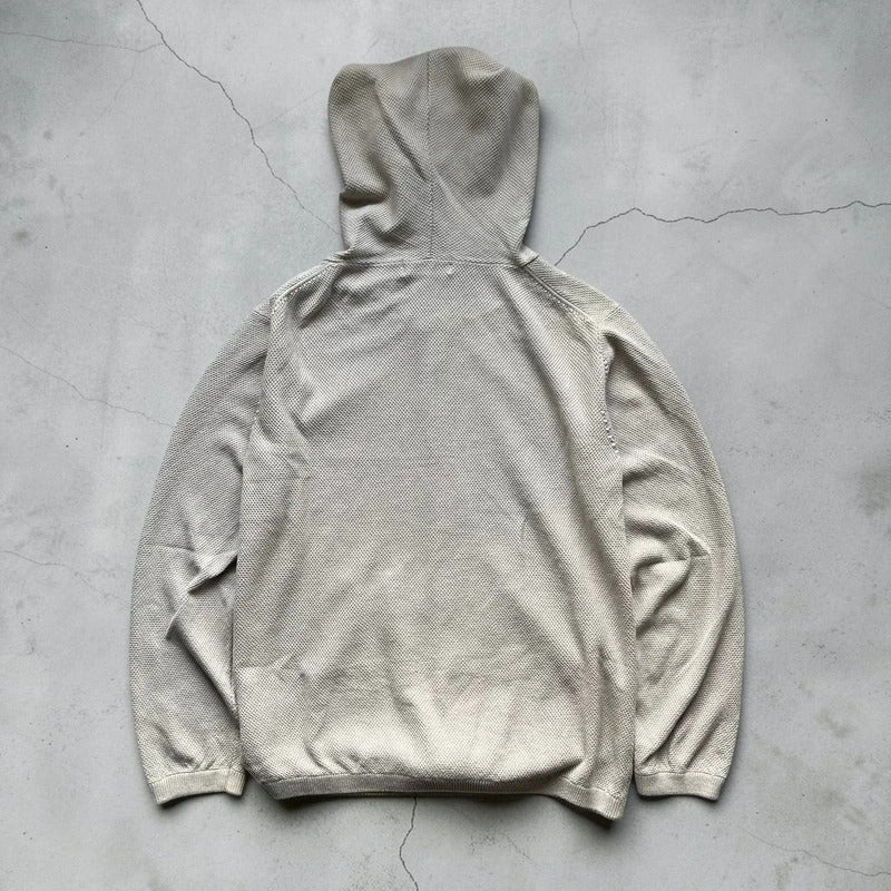 Vintage 00's Beige Beams Japan Zip up Knitted Hoodie S