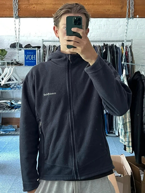 Purple Navy Montbell Zip up Hoodie Climaplus Fleece Jacket L