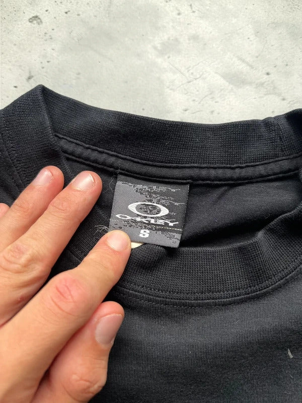 Vintage 00's Black Oakley Logo Print T'shirt S