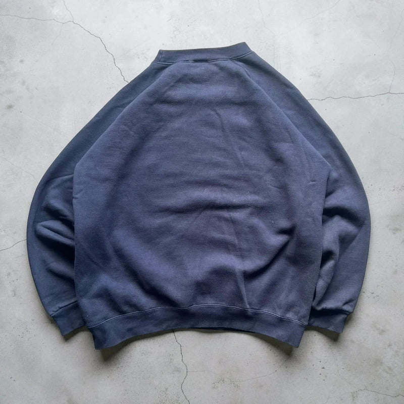 Vintage 00's Avirex Faded Navy Blue Print Sweatshirt Jumper S