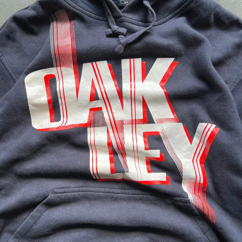 Vintage 00's Navy Blue Oakley Print Hoodie S