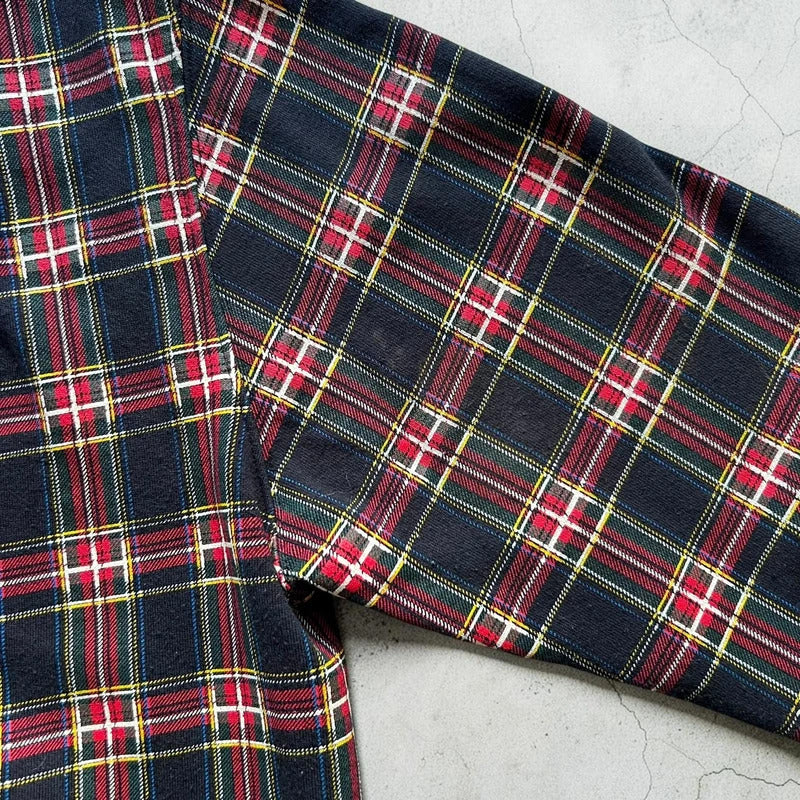 Red Black Beams Japan Plaid Tartan Checked Zip up Hoodie Jacket S