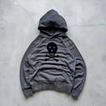 Grey Black Beams Heart Japan Skull Print Hoodie S