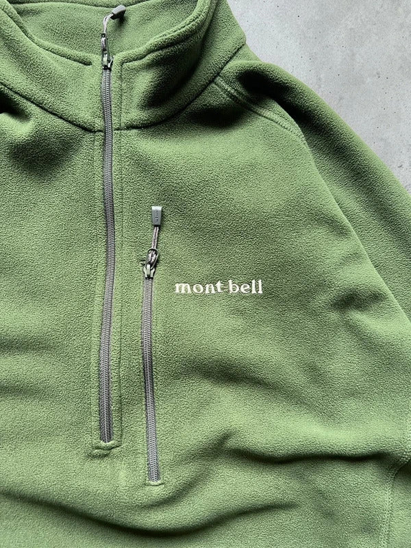 Dark Green Montbell Quarter / Half Zip up Chameece Fleece Jacket XS