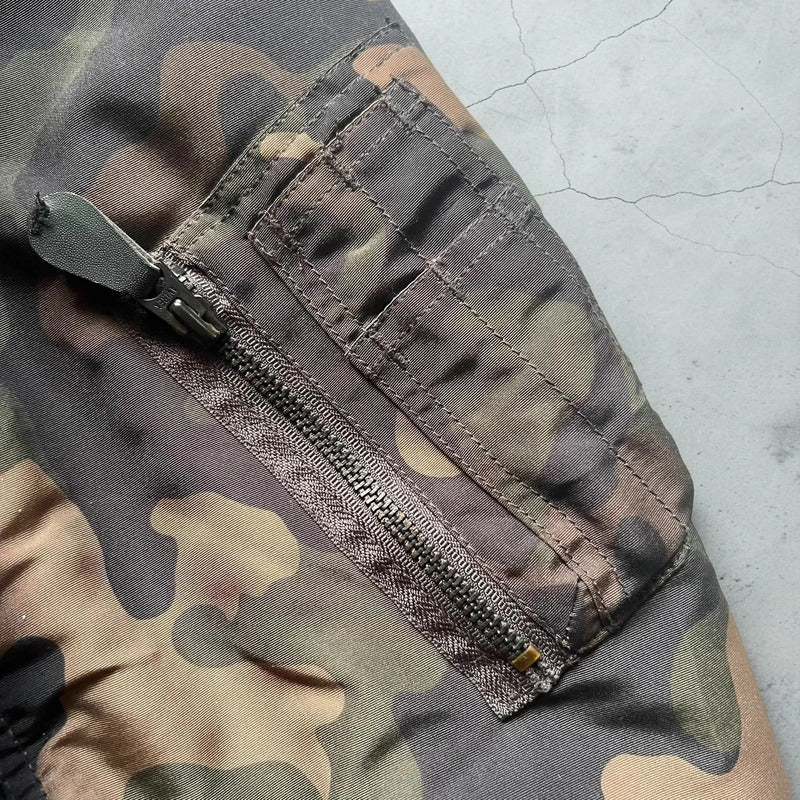 Green Brown Camo Avirex Reversible Military Bomber Jacket