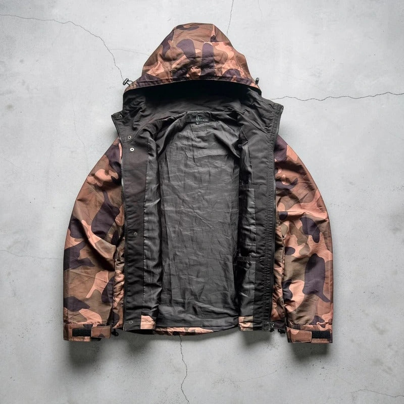 Brown Camo Technical Hooded Zip Jacket M