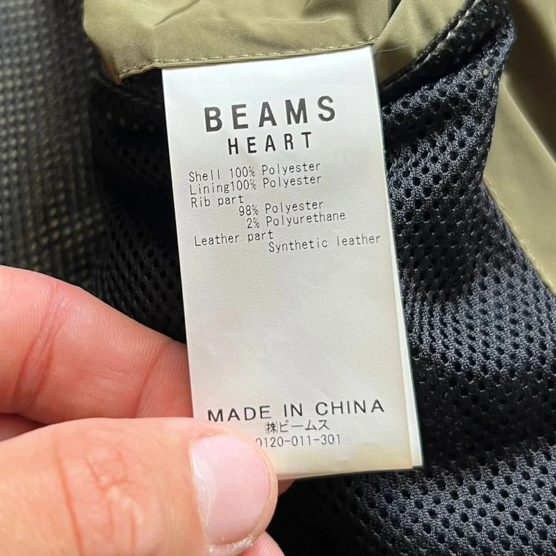 Beams Heart Japan Khaki Green Hooded Military Bomber Jacket M
