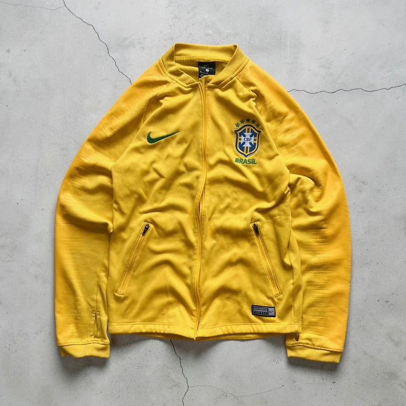 Kids Yellow Nike Brazil Football Track Jacket M