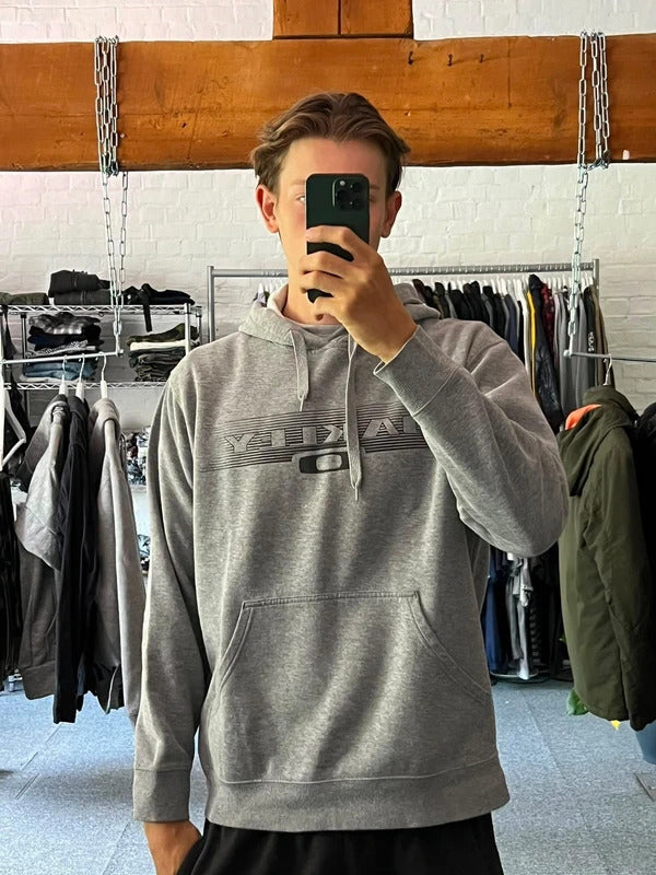 Vintage 00’s Grey Oakley Logo Hoodie M