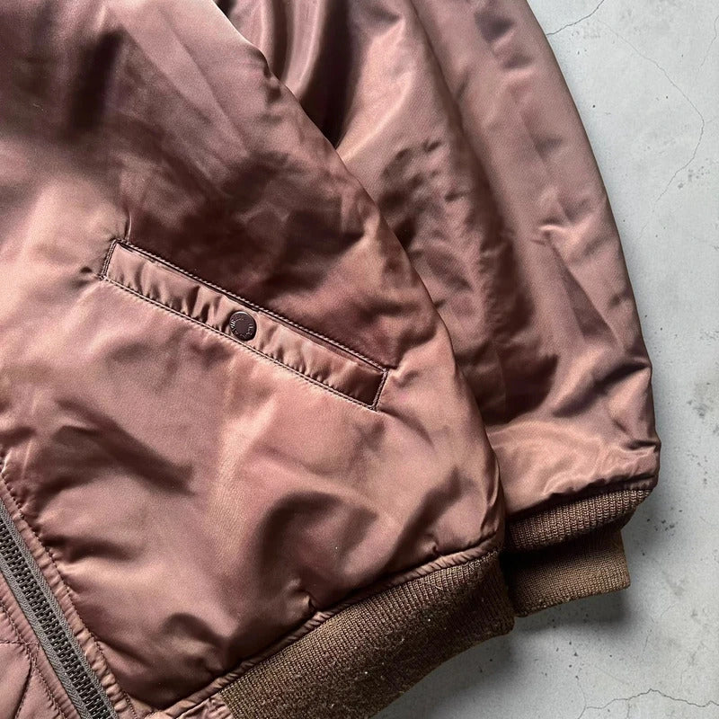 Green Brown Camo Avirex Reversible Military Bomber Jacket
