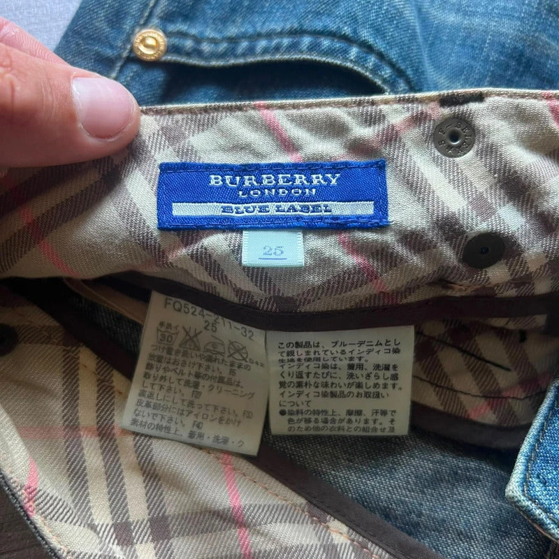 Women's Vintage Burberry Blue Label Paint Splatter Denim Flared Jeans W28