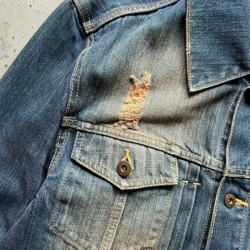 KaraKuri Japan Faded Blue Denim Jacket S