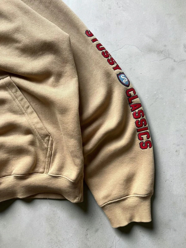 Vintage 00's Stussy Graphic Beige/Cream Hoodie S