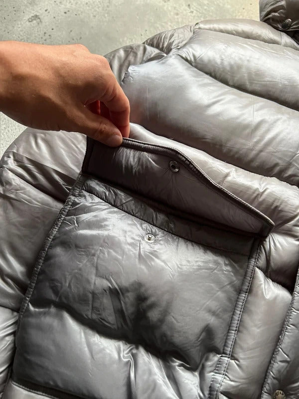 Beams Japan Silver Grey Shiny Down Puffer Jacket Coat XS