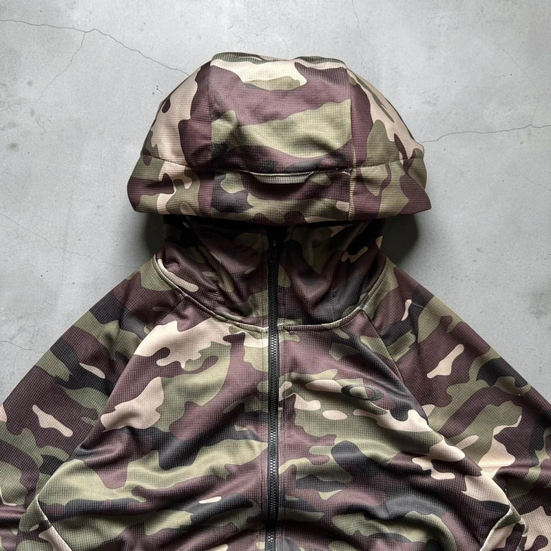 Green Camo Oakley Lightweight Technical Hooded Zip Jacket M