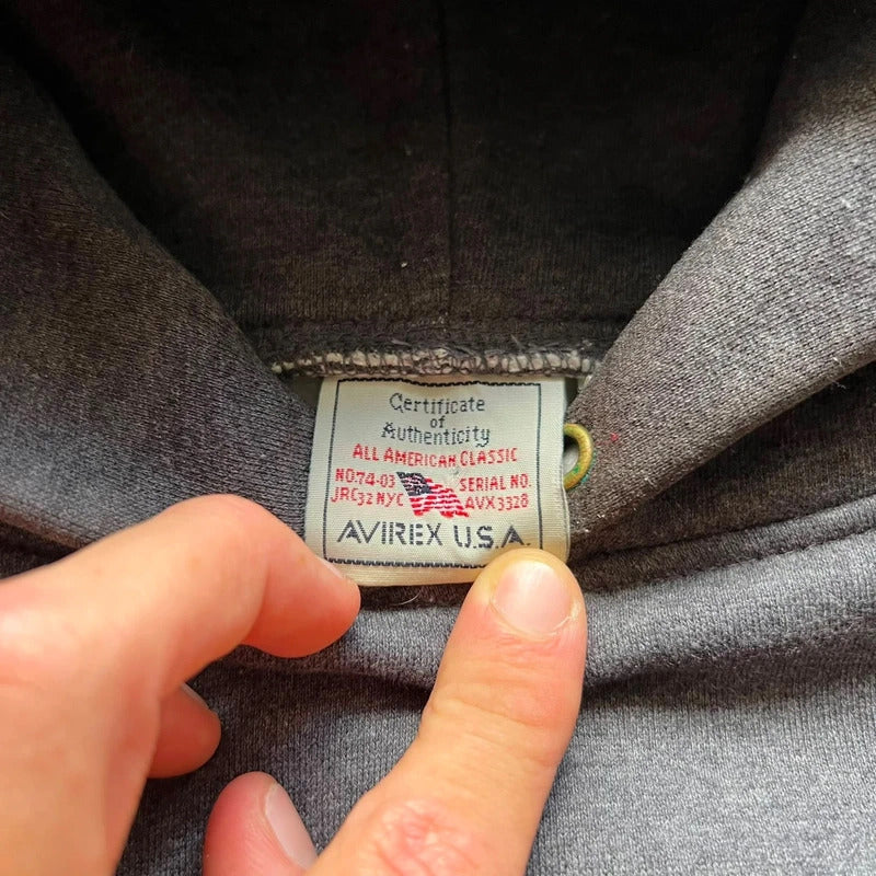 Vintage 00’s Grey Avirex Heavyweight Pullover Hoodie M