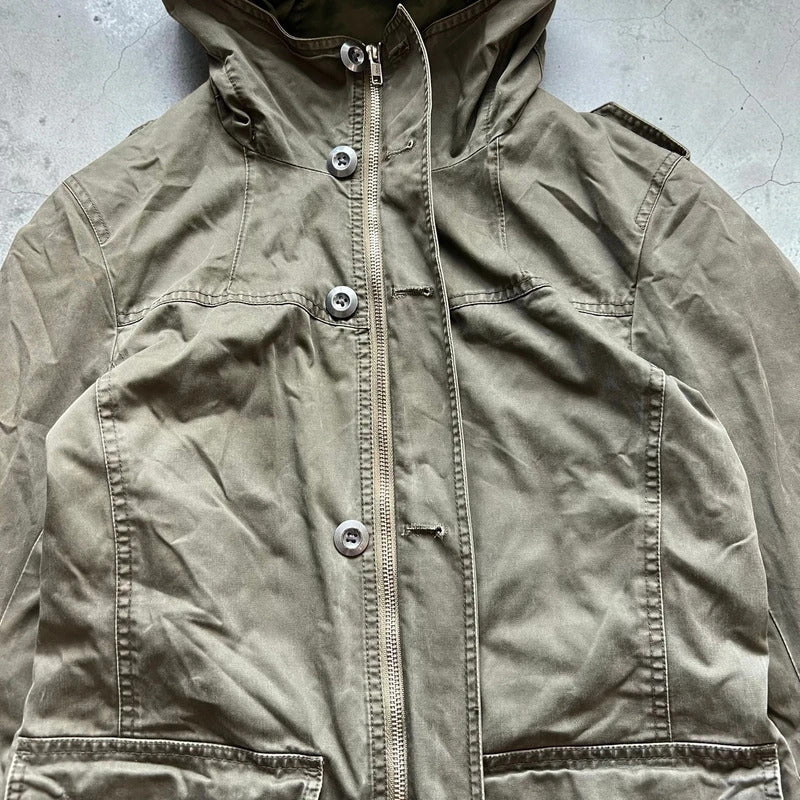 Women's Vintage Khaki Green Military Jacket M