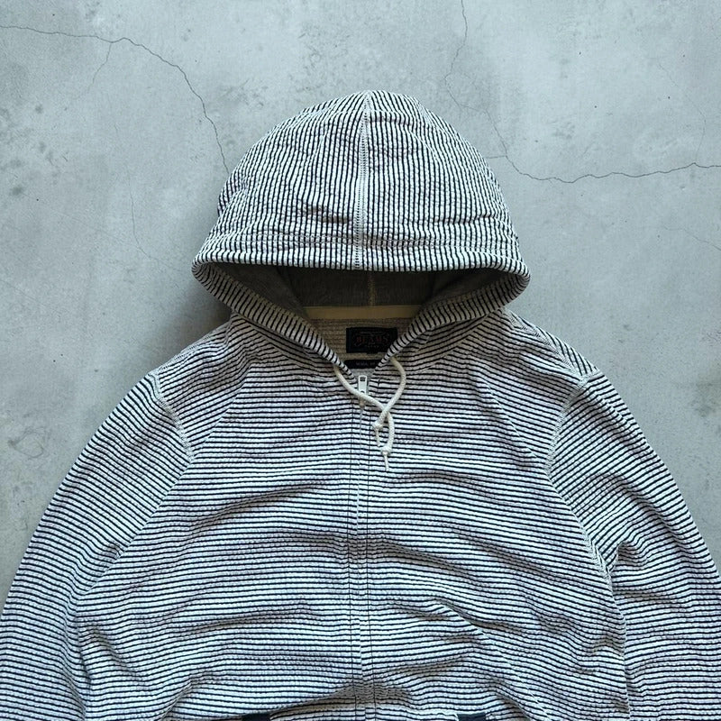 Beams Navy/White Striped zip Up Hoodie L