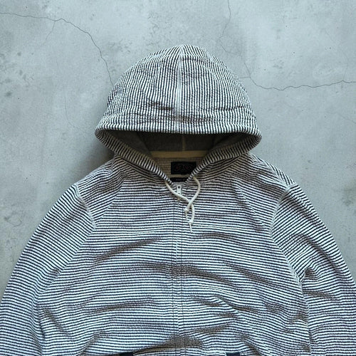Beams Navy/White Striped zip Up Hoodie L