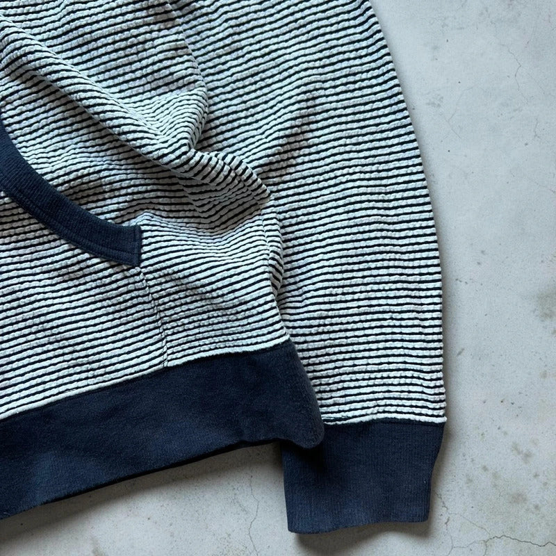Beams Navy/White Striped zip Up Hoodie L