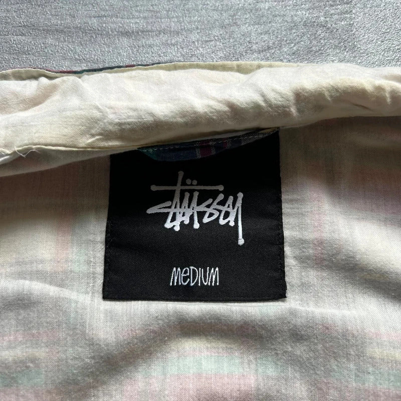 Vintage 00s Stussy Plaid Checked Tartan Zip Up Jacket M