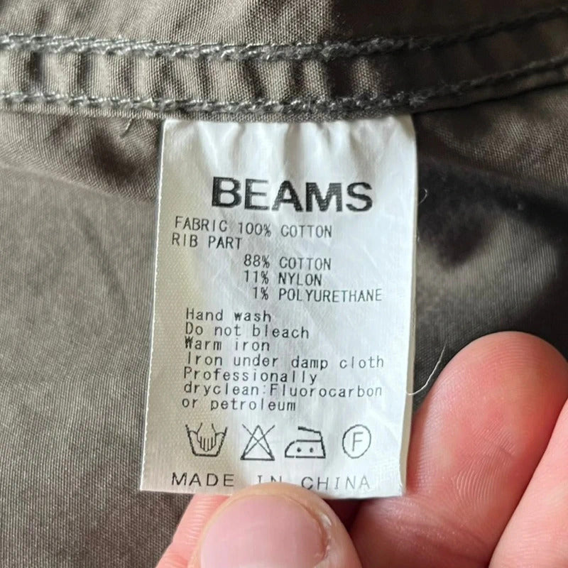 Vintage 00's Khaki Green Beams Technical Military Jacket S