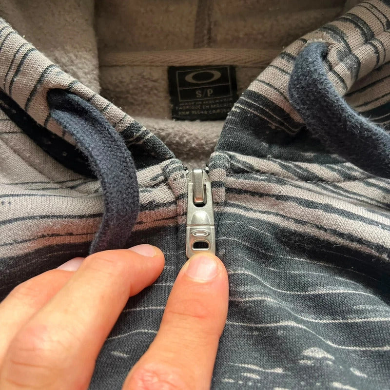 Grey Dark Grey Oakley Striped Full Zip Hoodie S