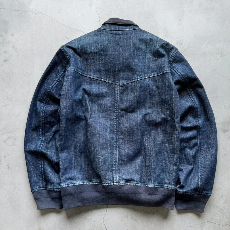 Vintage 00's Beams Japan Navy Blue Zip up Denim Jacket S