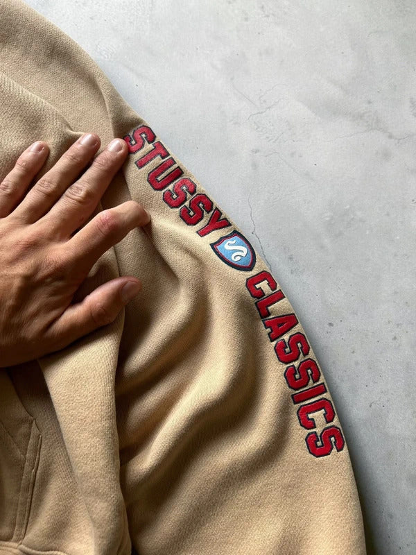 Vintage 00's Stussy Graphic Beige/Cream Hoodie S