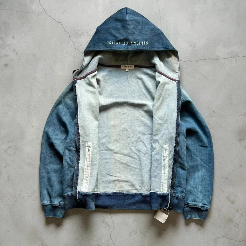 Type Blue Avirex Silent Service Zip Up Hoodie Jacket