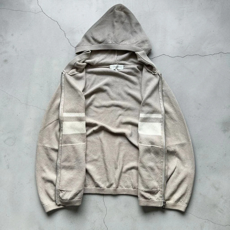Vintage 00's Beige Beams Japan Zip up Knitted Hoodie S