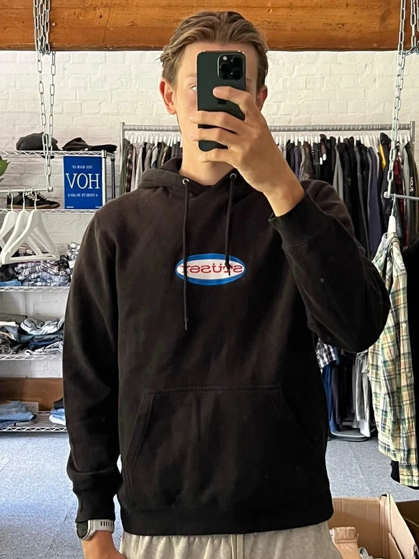 Vintage 00's Black Stussy Logo Hoodie M
