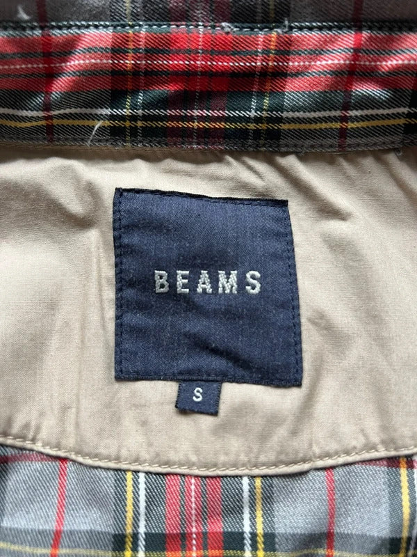 Red Grey Beams Japan Plaid Checked Zip up Collared Harrington Jacket S