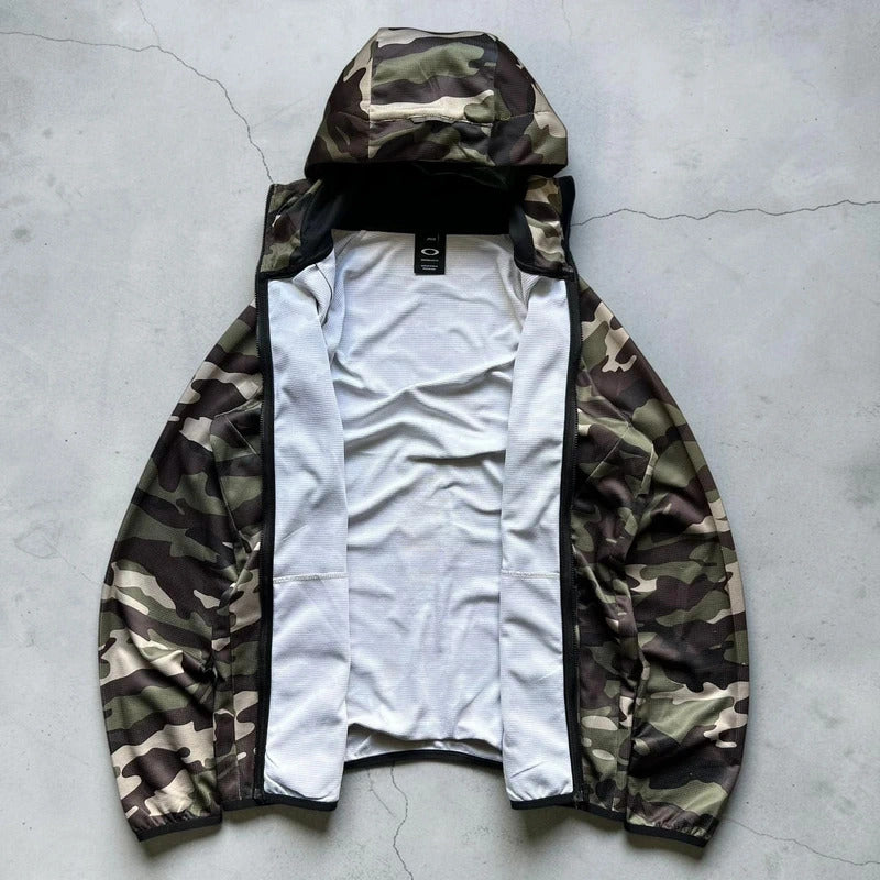 Camo Green Brown Oakley Sportswear Zip up Hoodie Jacket M