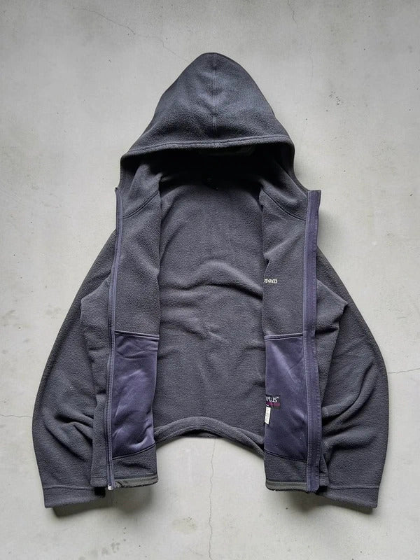 Purple Navy Montbell Zip up Hoodie Climaplus Fleece Jacket L