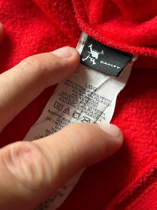 Vintage 00's Red Oakley Logo Zip up Hoodie L