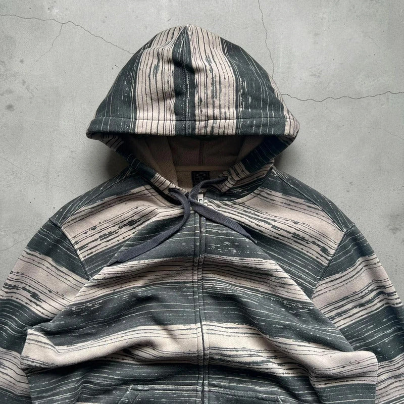 Grey Dark Grey Oakley Striped Full Zip Hoodie S