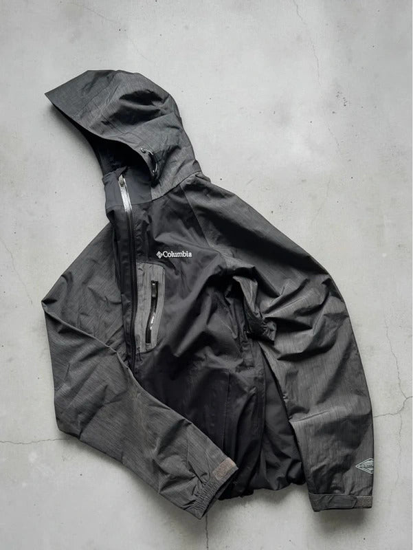 Black Grey Columbia Waterproof Windbreaker Jacket Coat