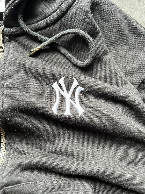 Black MLB NY New York Yankees Zip up Hoodie