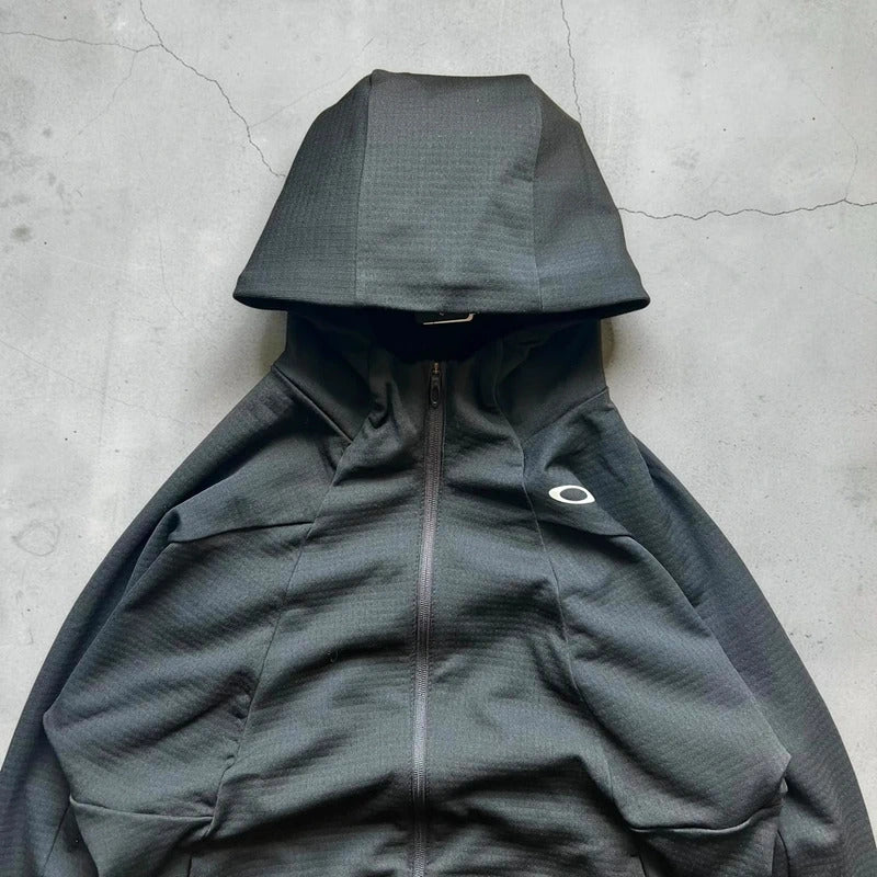 Black Oakley Technical Full-Zip Textured Hoodie Japan Collection L