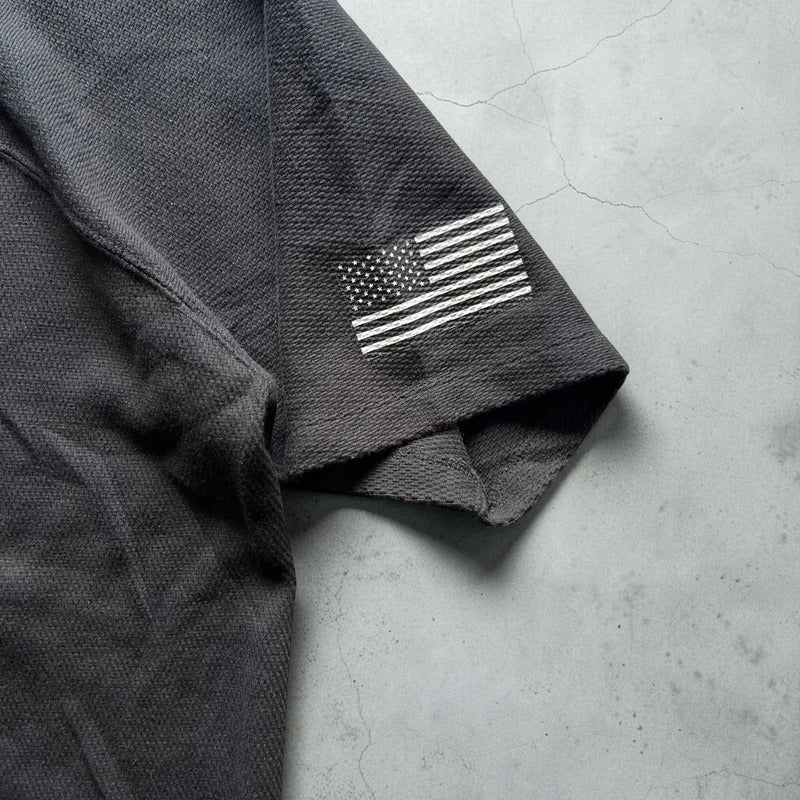 Black Avirex Waffle-Knit USA T-Shirt XL