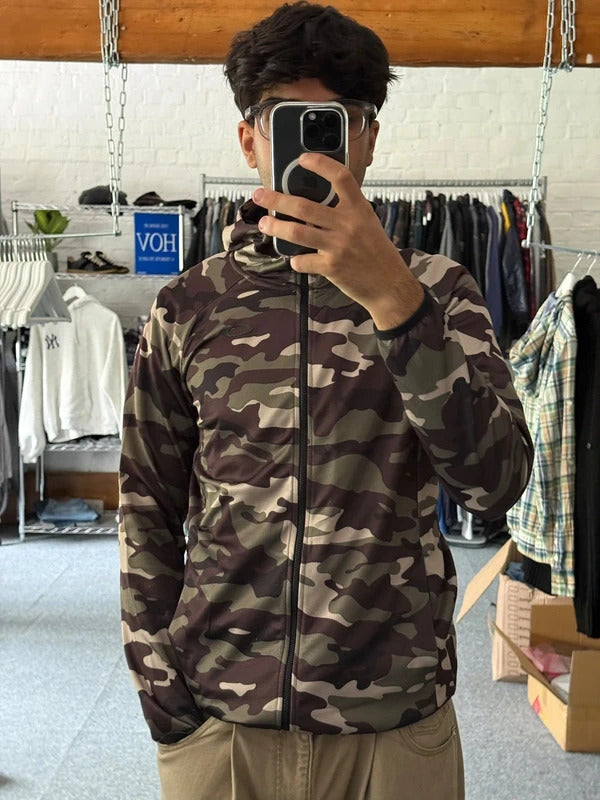 Camo Green Brown Oakley Sportswear Zip up Hoodie Jacket M