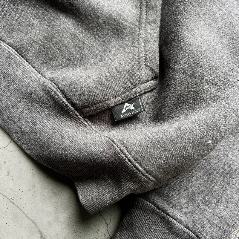 Vintage 00’s Grey Avirex Heavyweight Pullover Hoodie M