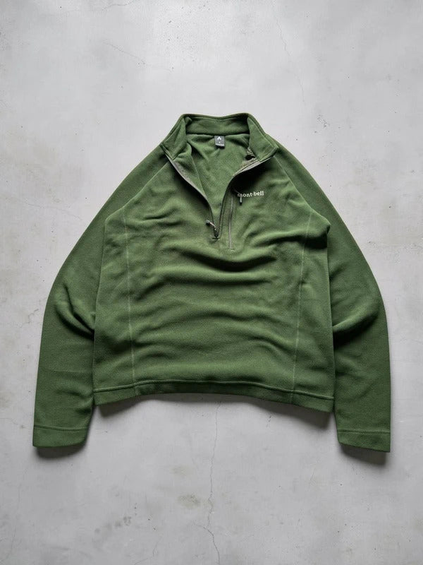 Dark Green Montbell Quarter / Half Zip up Chameece Fleece Jacket XS