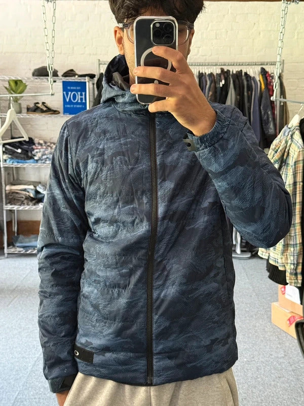 Navy Blue Digi Camo Oakley Technical Water Resistant Insulated Jacket Coat S