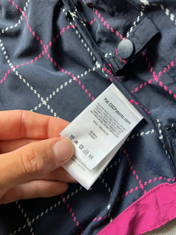 Women's Black Pink Columbia Water Resistant Plaid Checked Jacket S