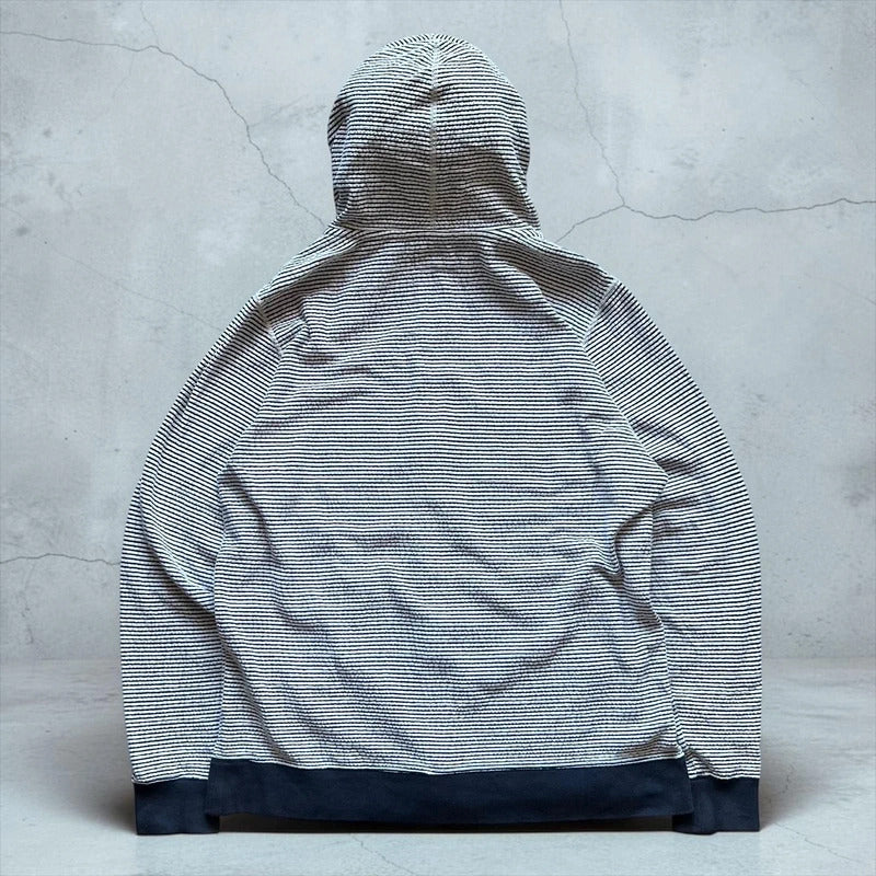Beams Navy/White Striped zip Up Hoodie L
