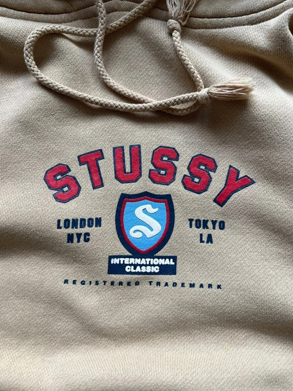 Vintage 00's Stussy Graphic Beige/Cream Hoodie S