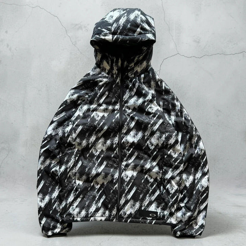 Black White Digi Camo Oakley Technical Water Resistant Insulated Jacket Coat S